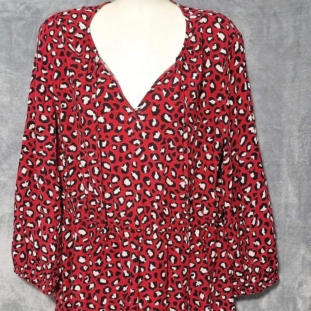 Old Navy Dress Midi Leopard Red